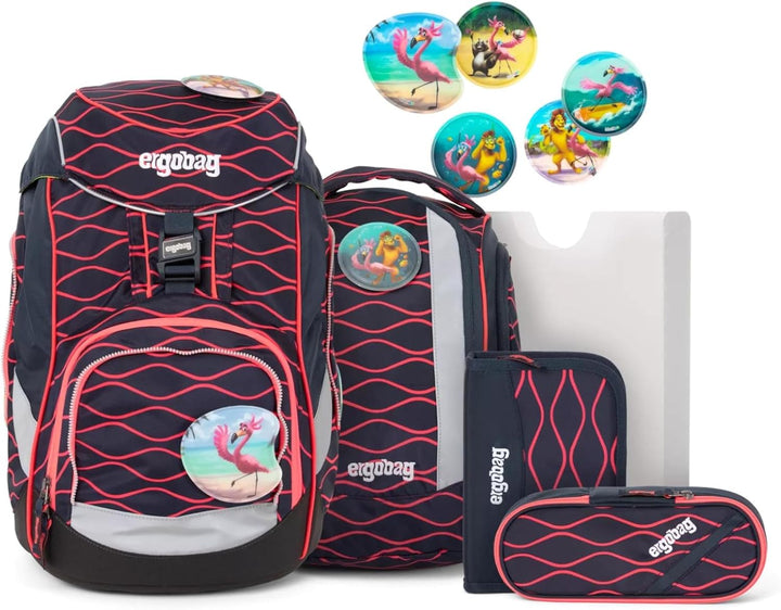 ergobag pack Set ergonomischer Schulrucksack, Set 6-teilig AlarmBärreitschaft - Rot