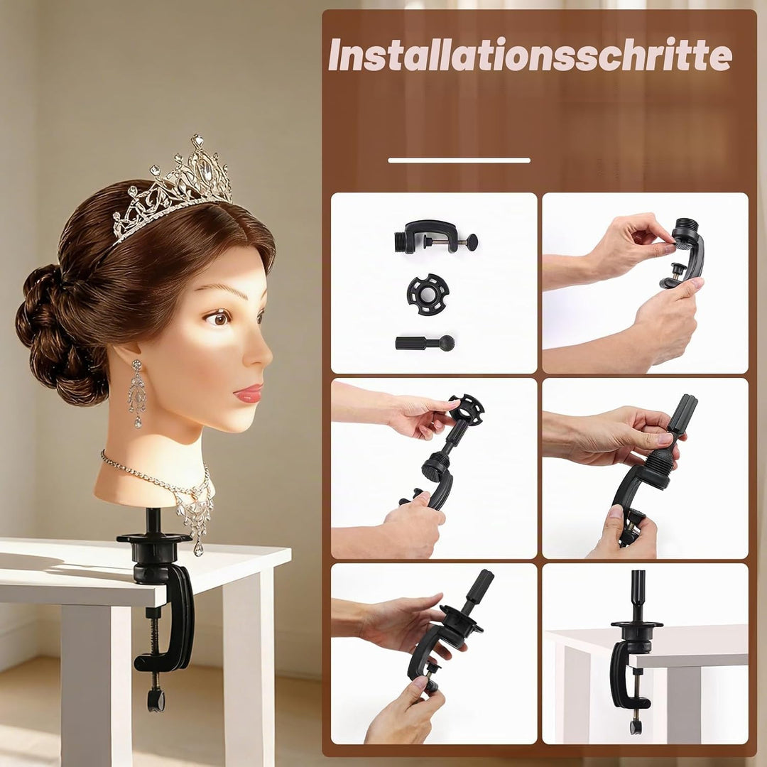 Frisierkopf 100% Echthaar Friseurkopf, TopDirect Übungskopf 22 Zoll 55cm Echthaar Kopf, Frisieren Tr