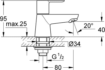 Grohe BauLoop Standventil WT glatt.Körp., 1 Stück (1er Pack) Bauloop 1 Stück (1er Pack), Bauloop 1 S