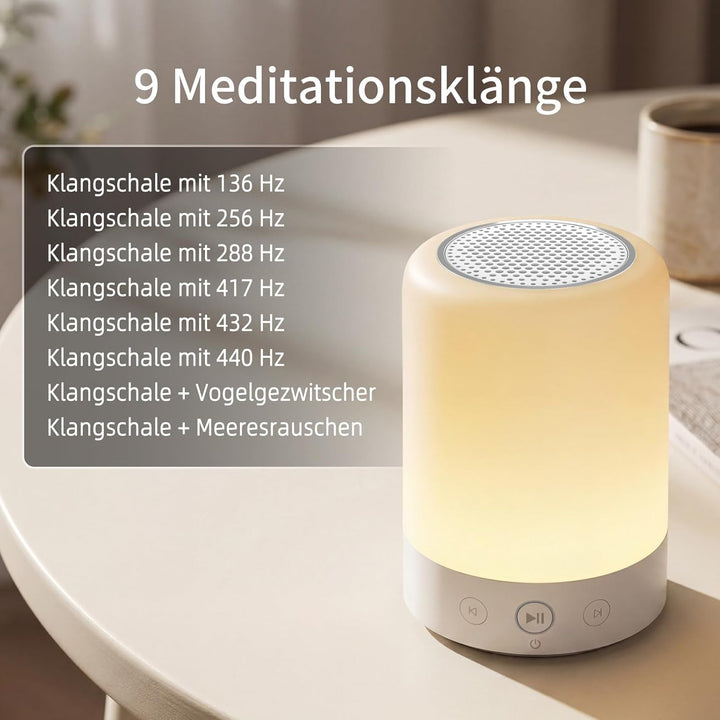 Kipcush Automatische tibetische Meditationsschale – tragbar, wiederaufladbar, mit 9 Klängen, Nachtli