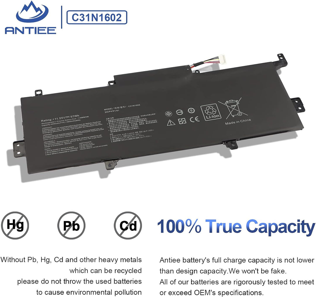 ANTIEE New C31N1602 Laptop Akku für Asus ZenBook U3000U UX330 UX330U UX330UA UX330UAK UX330UA-AH54 U