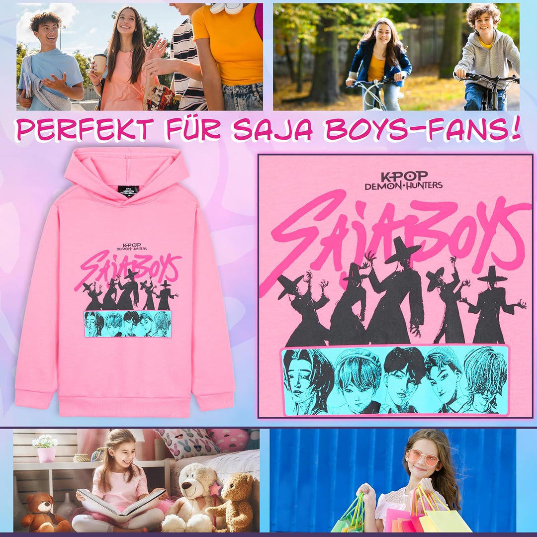 Offiziell Hoodie Mädchen & Teenager, Taschen Fleece Pullover, Anime Demon Hunter Merch, Kinder Gesch