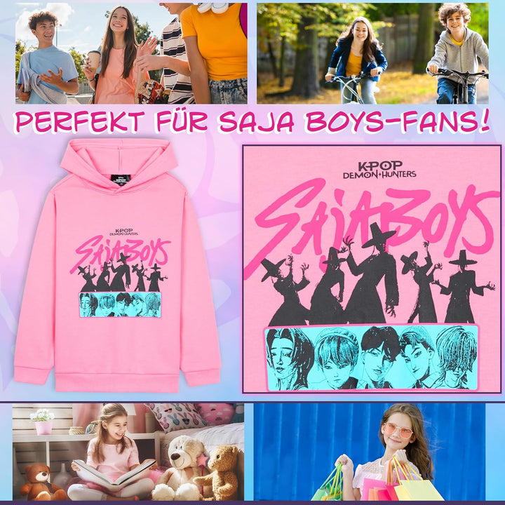 Offiziell Hoodie Mädchen & Teenager, Taschen Fleece Pullover, Anime Demon Hunter Merch, Kinder Gesch