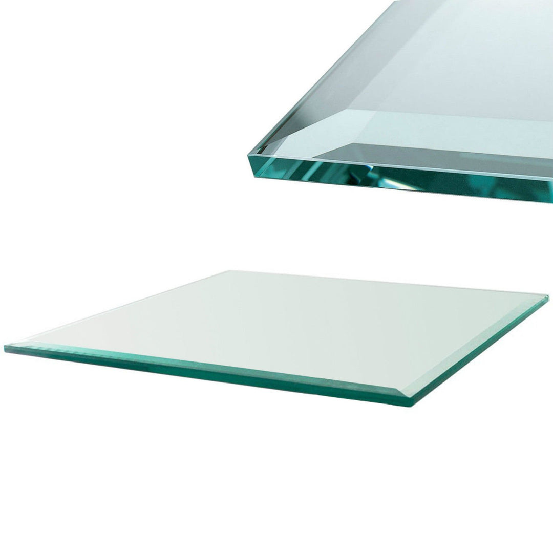 Euro Tische Glasplatte für Kaminofen und Tischplatte in 100x50cm Facettenschliff, Schutzplatte mit 6
