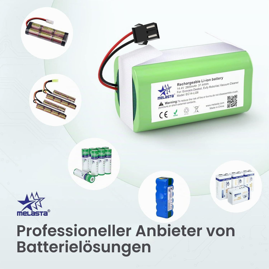 MELASTA 2600mAh Ersatzakku für Ecovacs Deebot N79 N79S DN622, 14,4V Li-Ion Akku Compatible with Tesv