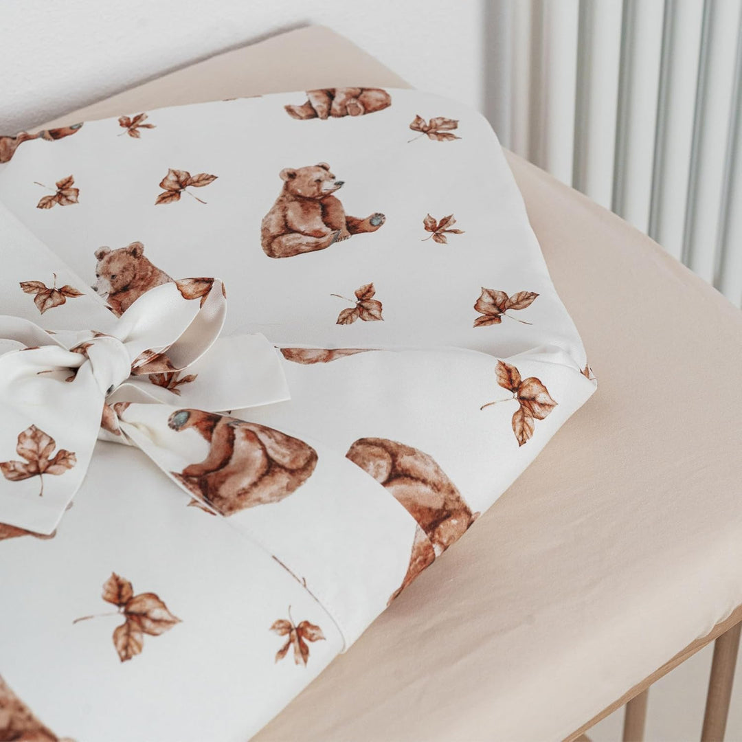 Waldin Baby Kinder Bettwäscheset 100% Bambus, ohne Bezug, Hypoallergen, Decke und Kissen, Bärchen/We