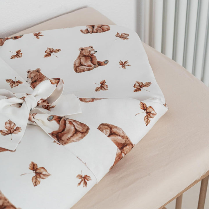 Waldin Baby Kinder Bettwäscheset 100% Bambus, ohne Bezug, Hypoallergen, Decke und Kissen, Bärchen/We