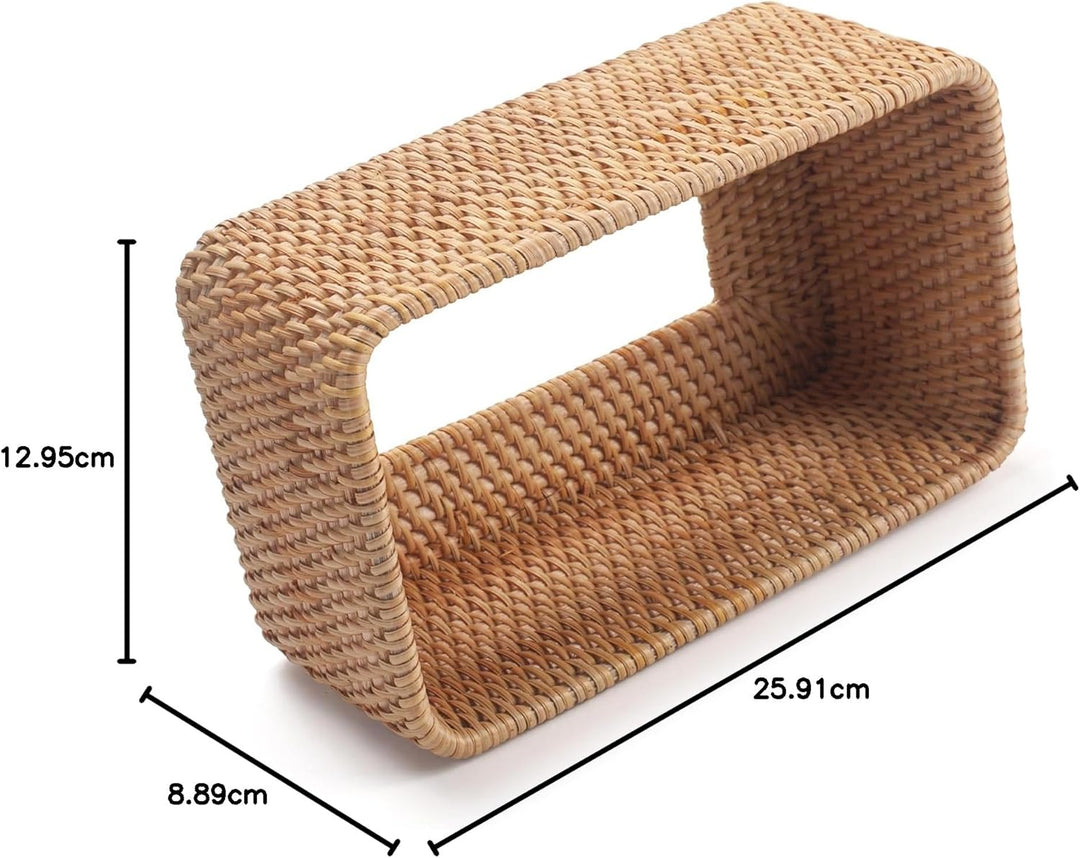 Kosmetiktücherbox aus Rattan, Geflochtener Tücherbox Halter Rechteckig, Gewebter Gesichtstuchhalter,
