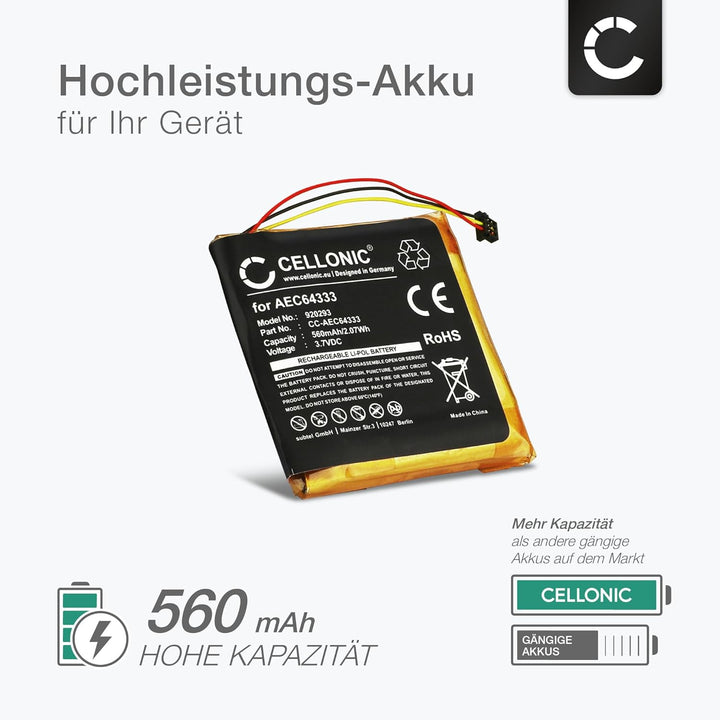 CELLONIC, Akku für Headset kompatibel mit Beats Studio 3.0, Studio 2.0 (560mAh, 3.7V) 1x Ersatzakku