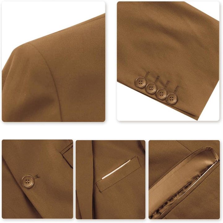 Anzug Herren Slim Fit 3 Teilig Anzüge Herrenanzug Sakko für Hochzeit Business S Kaffee, S Kaffee