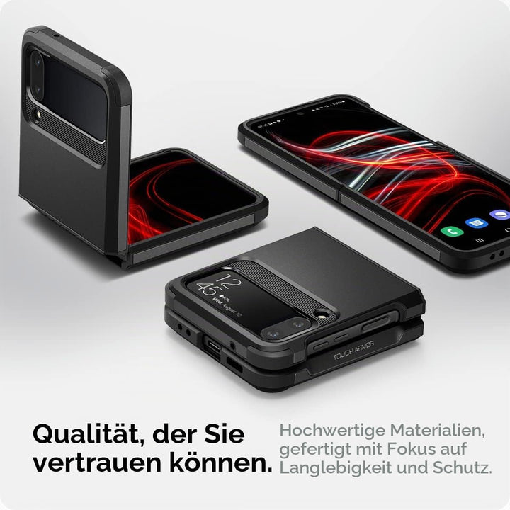 Spigen Tough Armor Hülle Kompatibel mit Samsung Galaxy Z Flip 4 5G -Schwarz