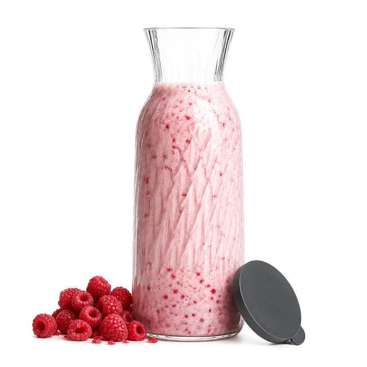 Geriffelte Glas-Karaffe Fonte 1,2L mit Silikondeckel – elegante Trinkkaraffe &amp; stilvoller Vase – ide