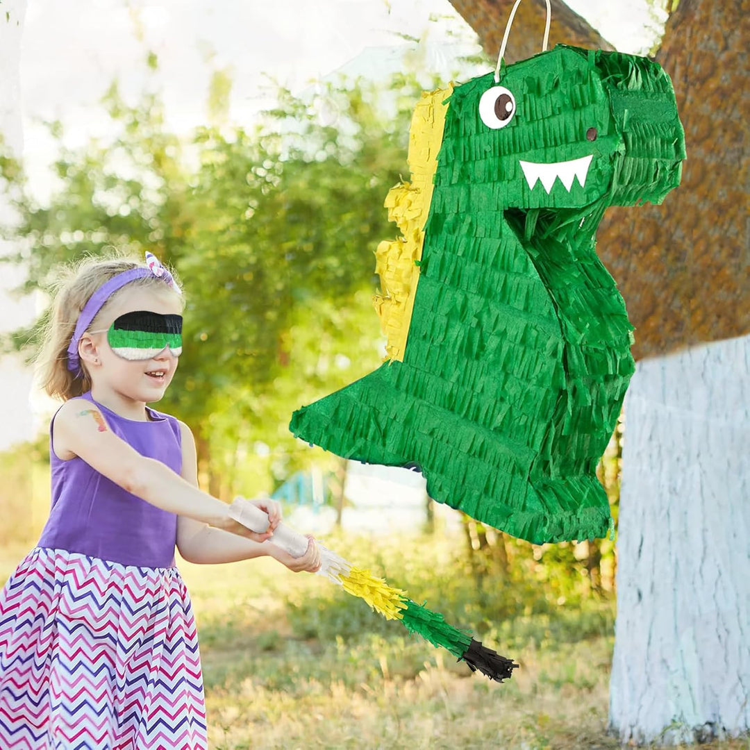 Dino Pinata Set mit Augenbinde und Schläger Pinjatta Dino zum Aufhängen Ideal zum Befüllen Pinjata f