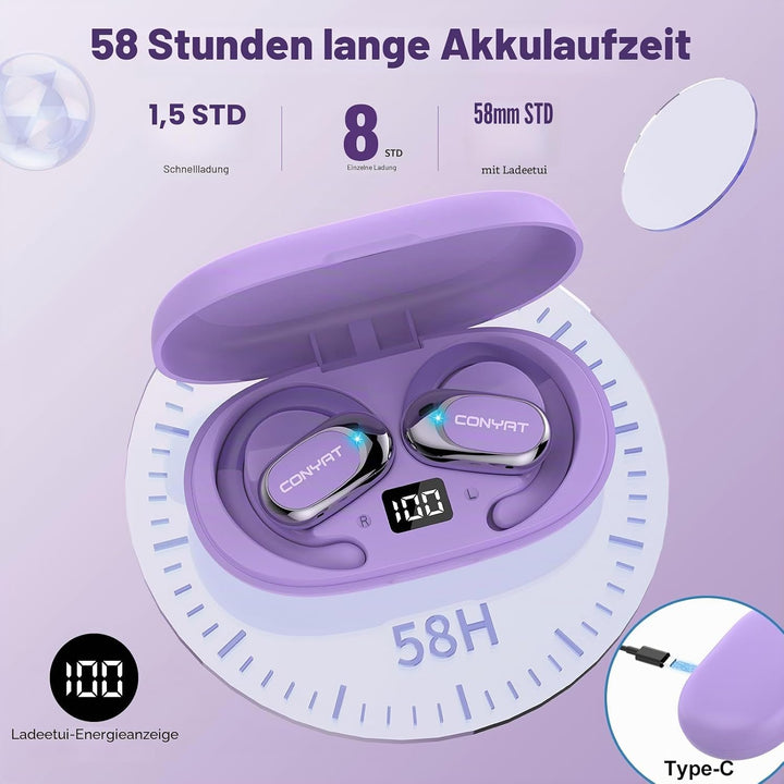 Übersetzer Ohrhörer 3-in-1-Übersetzungskopfhörer, 58H Open Ear Übersetzer Kopfhörer Mic für Lernen,