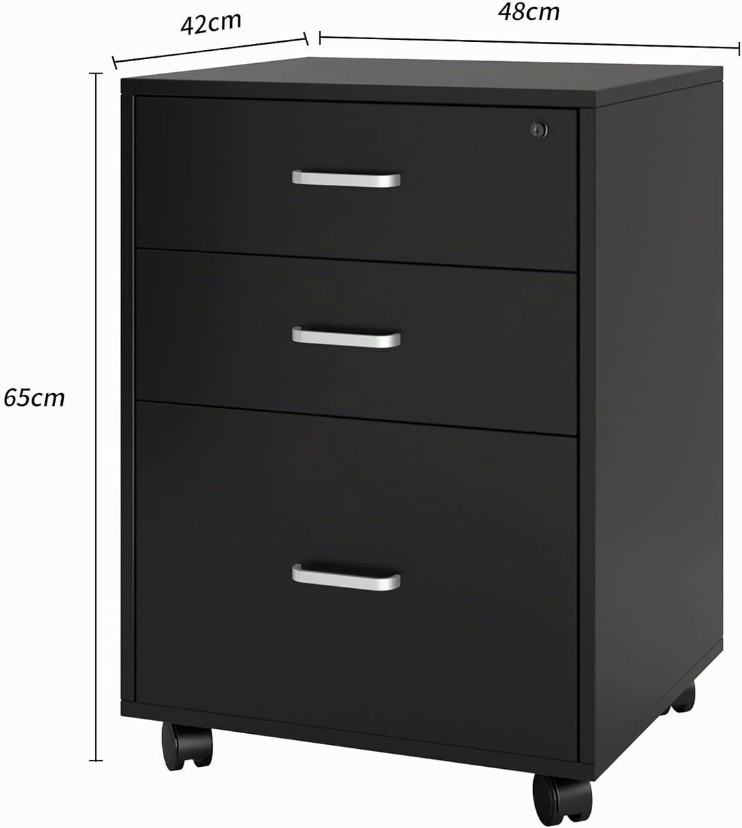 sogesfurniture Rollcontainer, Aktenschrank, Büroschrank, Aufbewahrungsschrank auf Rollen, abschliess