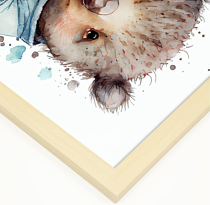 Nacnic Wombat Poster im Aquarellstil. Illustrationen von niedlichen Tierbabys auf weissen Hintergrün
