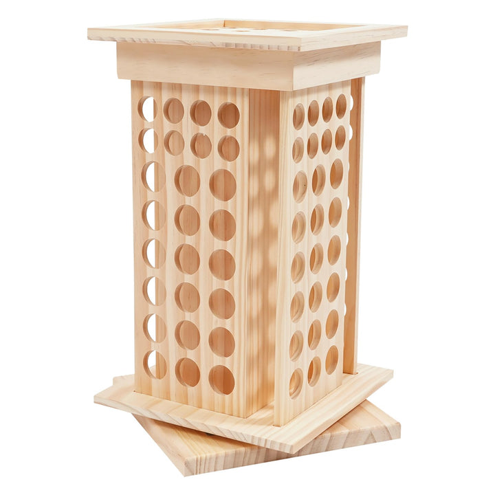 Drehbarer Ätherisches Öl Display Ständer, Aufbewahrungsbox aus Holz mit 125 Löcher 4 Seiten, Nagella