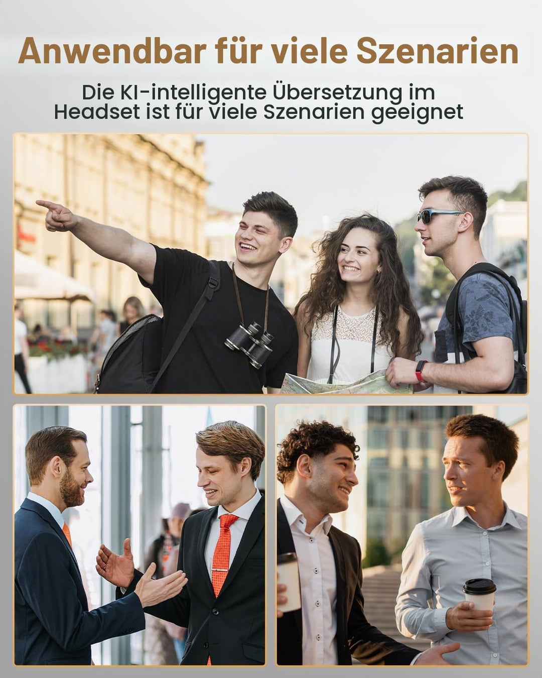 MONODEAL übersetzungskopfhörer, KI-Übersetzungskopfhörer, Open Ear Kopfhörer Bluetooth 5.3, Echtzeit