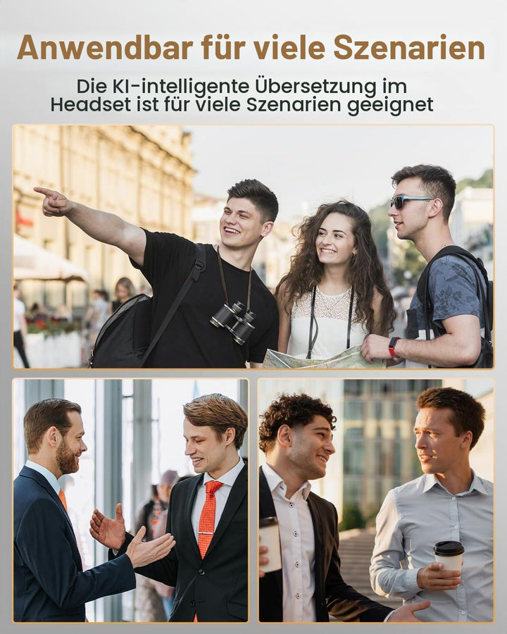 MONODEAL übersetzungskopfhörer, KI-Übersetzungskopfhörer, Open Ear Kopfhörer Bluetooth 5.3, Echtzeit