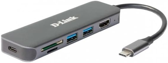 D-Link DUB-2327 6-in-1 USB-C Hub mit Power Delivery (PD 60W, 4K HDMI, 2 USB 3.0 Ports, SD/MicroSD Ca