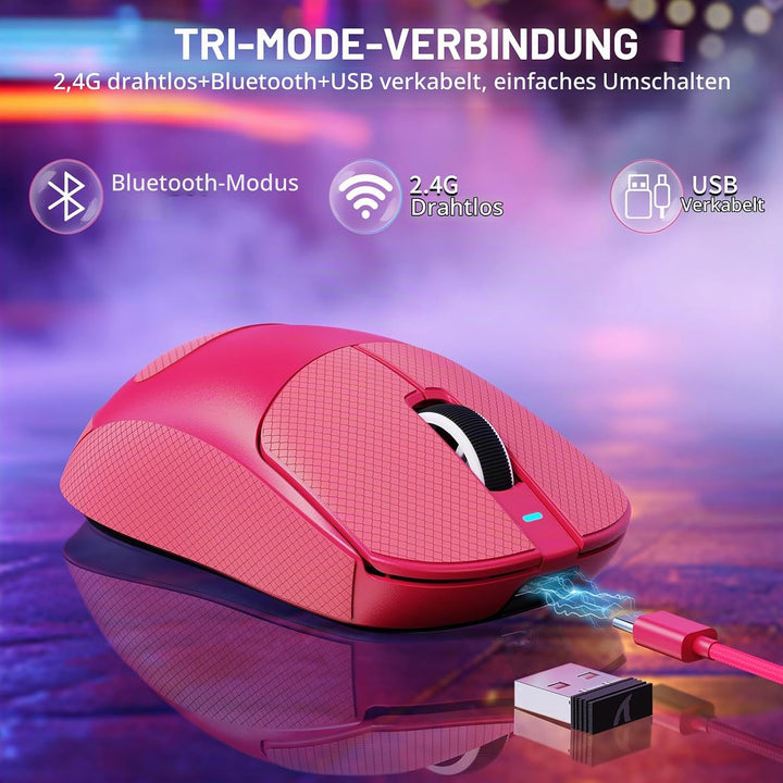 MAMBASNAKE X ATTACK SHARK X8SE 55g ultraleichte kabellose Gaming-Maus mit Band–25000 DPI,PAW3311 Sen
