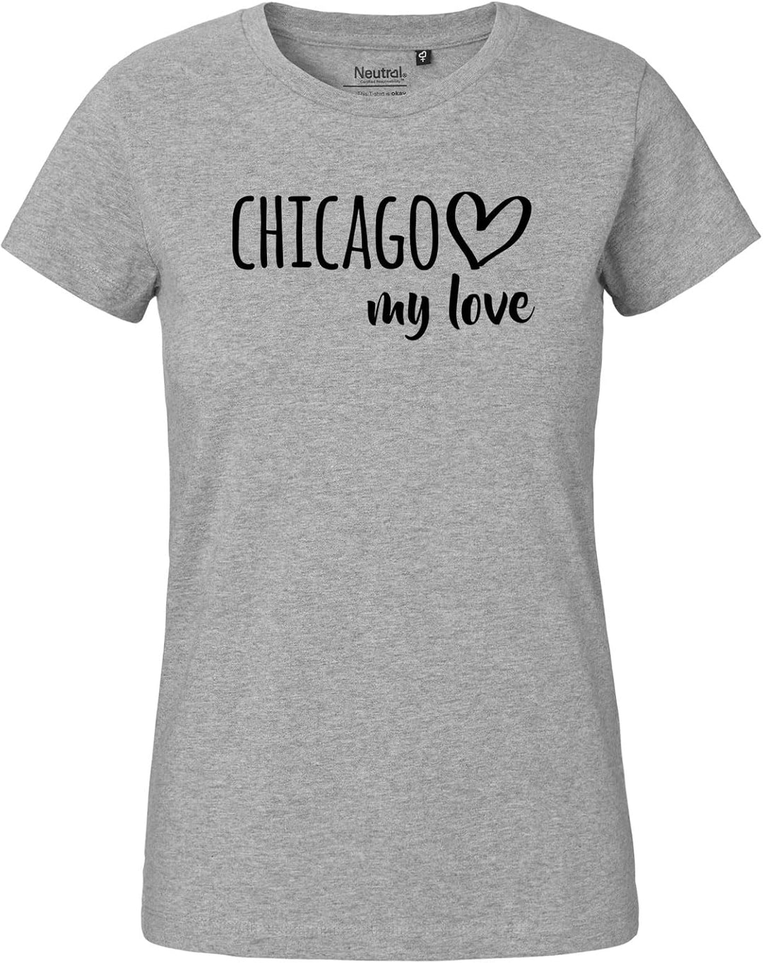 huuraa Damen T-Shirt Chicago My Love Geschenk Oberteil Grösse XS-XXL Bio Baumwolle Fairtrade Chicago