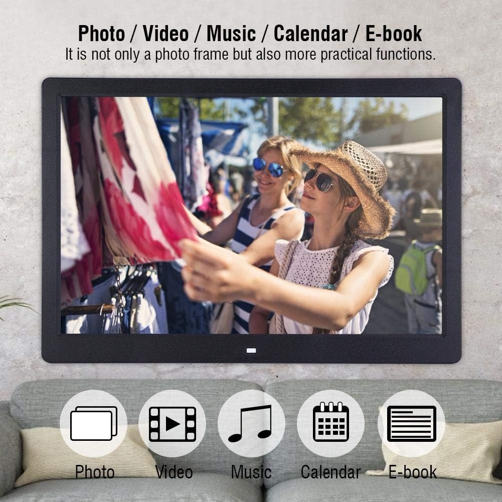 Digitaler Bilderrahmen,15,4 Zoll 1280x800HD Digital Photo Bilderrahmen Wecker Player Album Fernbedie