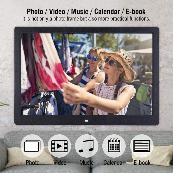 Digitaler Bilderrahmen,15,4 Zoll 1280x800HD Digital Photo Bilderrahmen Wecker Player Album Fernbedie
