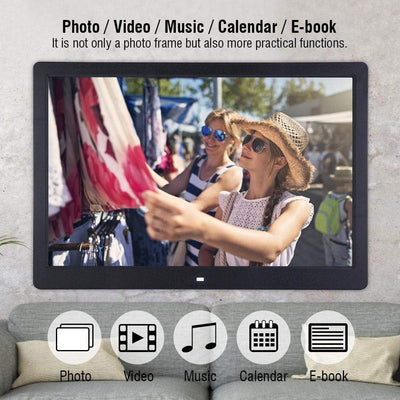 Digitaler Bilderrahmen,15,4 Zoll 1280x800HD Digital Photo Bilderrahmen Wecker Player Album Fernbedie
