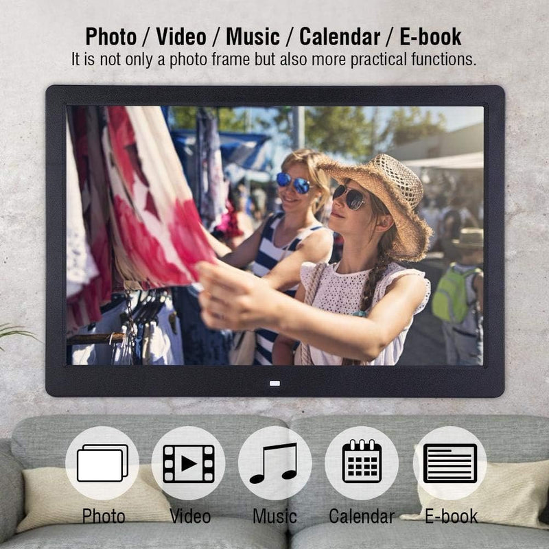Digitaler Bilderrahmen,15,4 Zoll 1280x800HD Digital Photo Bilderrahmen Wecker Player Album Fernbedie