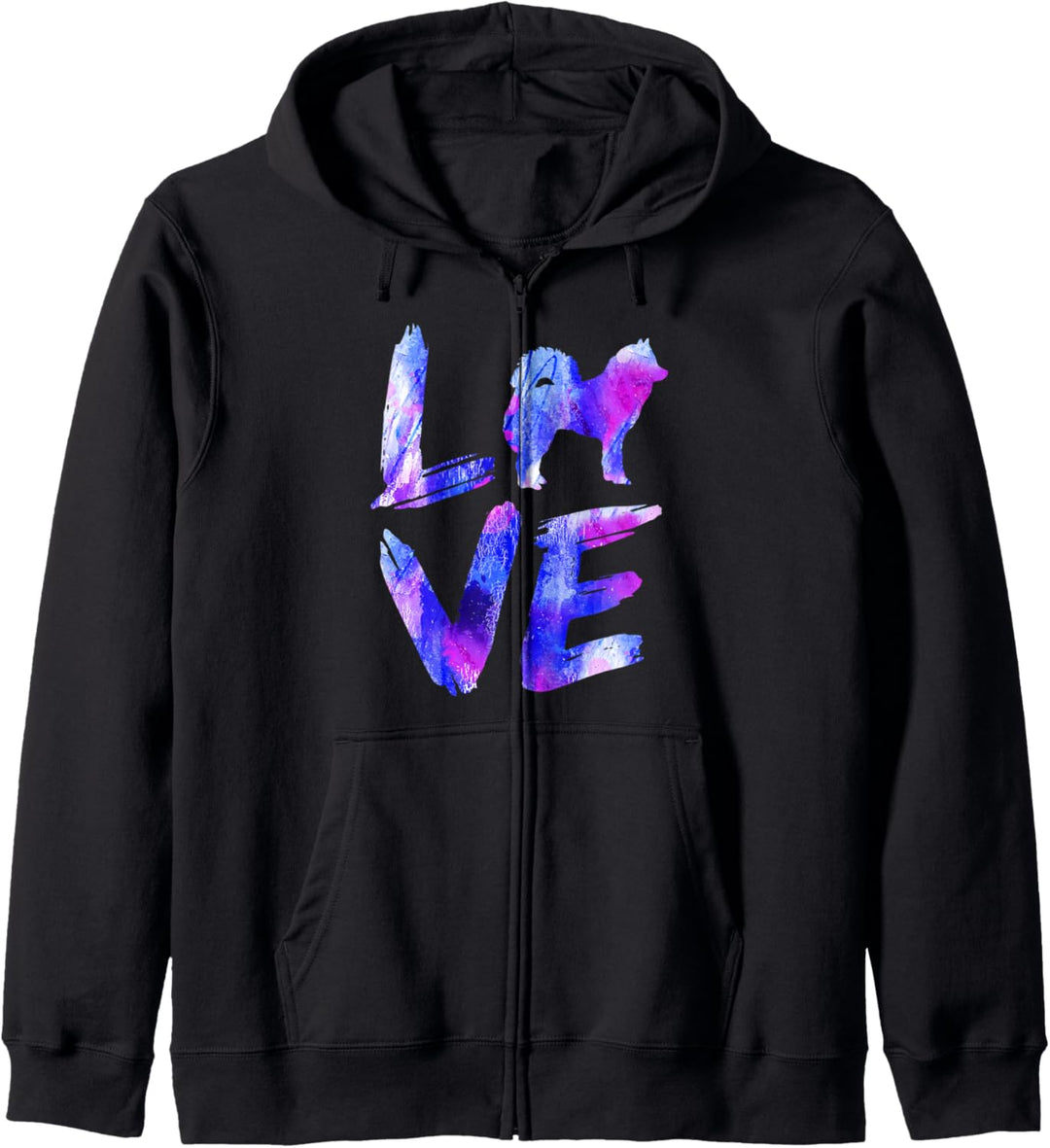 Love Eurasier Aquarell Blau Hund Mama Papa Kapuzenjacke