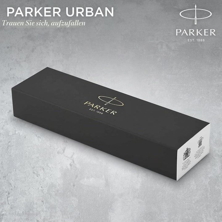 Parker Urban Füller | Muted Black mit Goldzierteilen | Füllfederhalter mit feiner Feder und blauer T