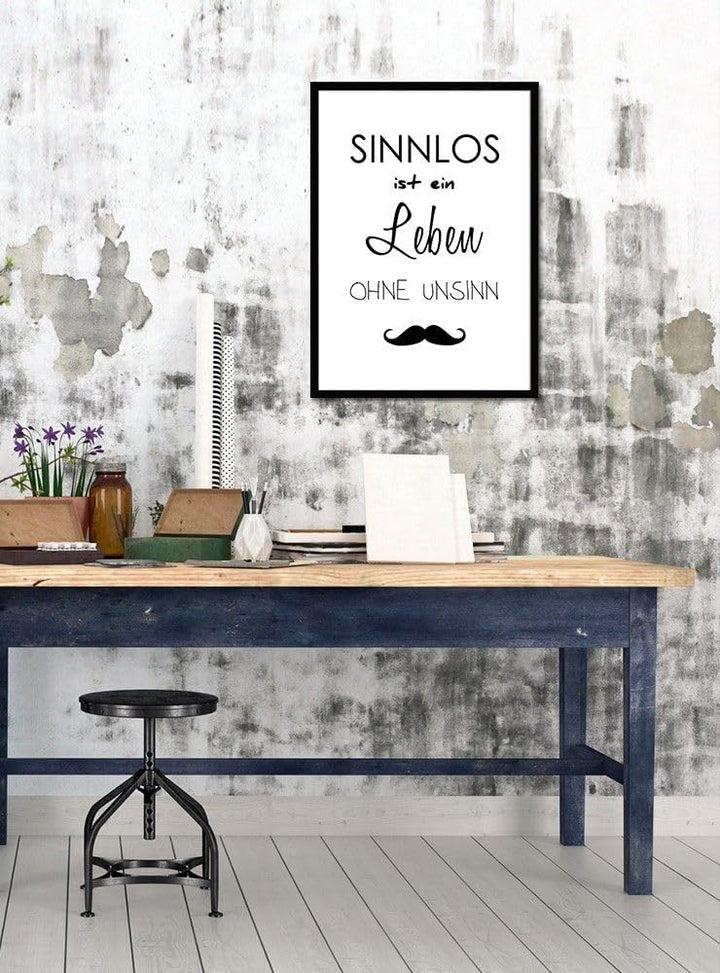 artissimo, Spruch-Bild gerahmt, 51x71cm, PE6033-ER, Sinnlos.., Bild, Spruch-Poster mit Rahmen