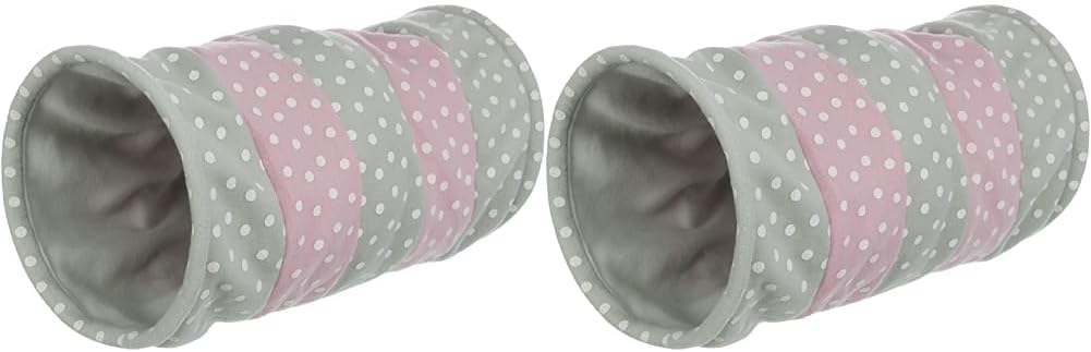 Trixie 4291 Spieltunnel, Fleece, ø 25 × 50 cm, grau/rosa (Packung mit 2) 1 Stück (2er Pack), 1 Stück