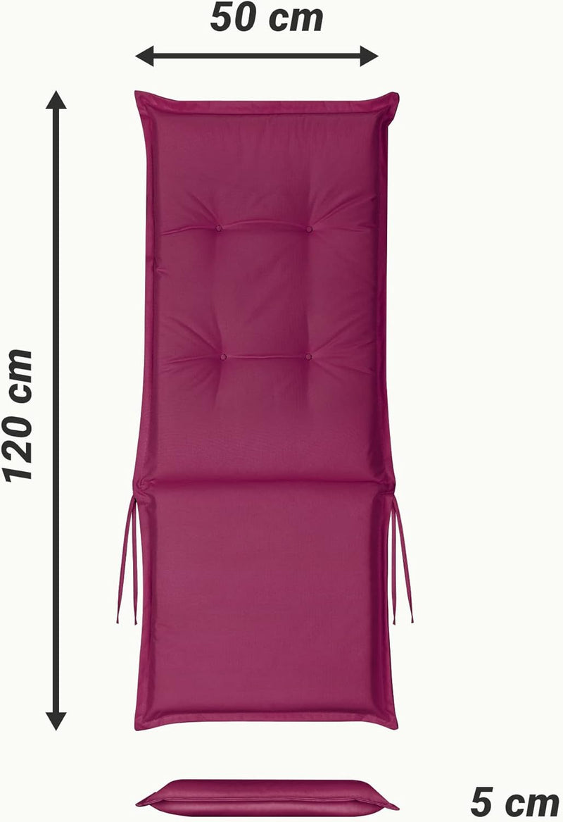 JEMIDI 1x Gartenstuhl Auflage Polster - 100% Polyester Hochlehner Stuhlauflage mit Bändern - wassera