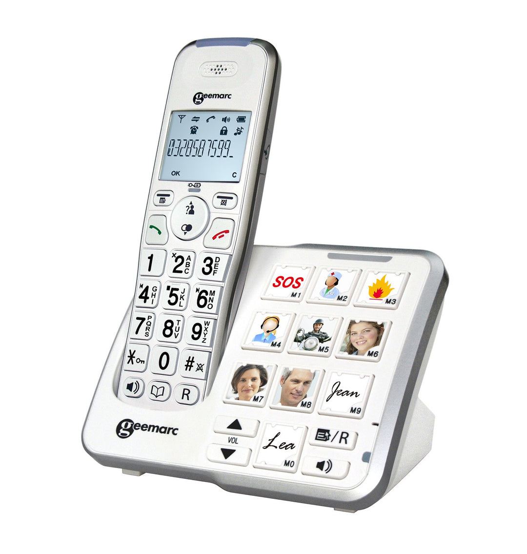 Geemarc AmpliDECT 295 Photo Grosstastentelefon mit 10 Direktwahl-Fototasten und optischer Anrufanzei