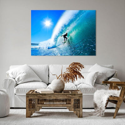 Bilder auf Leinwand 100x70cm Leinwandbild Windsurfing strand ozean spass Gross Wanddeko Bild Schlafz