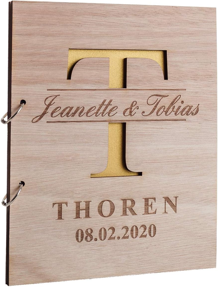 Hochzeitideal Stammbuch der Familie Familienstammbuch Holzcover inkl. Lasergravur (Maja Personalisie