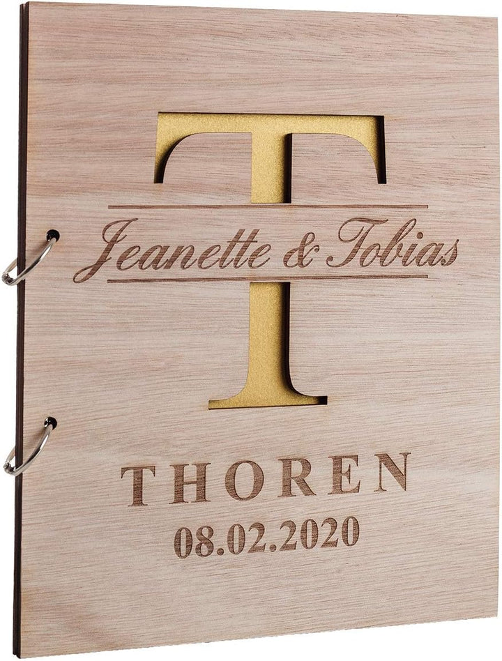 Hochzeitideal Stammbuch der Familie Familienstammbuch Holzcover inkl. Lasergravur (Maja Personalisie
