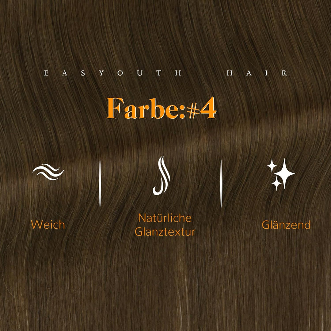 Easyouth Tape in Extension Echthaar Braun Skin Weft Tape on Haar Farbe Mittelbraun 30 cm 30g Echthaa
