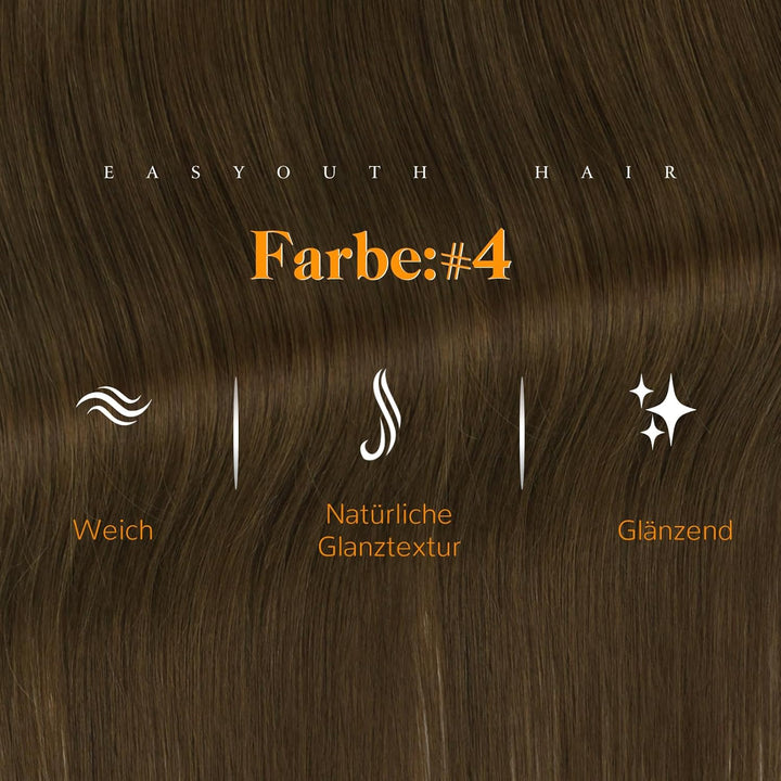 Easyouth Tape in Extension Echthaar Braun Skin Weft Tape on Haar Farbe Mittelbraun 30 cm 30g Echthaa