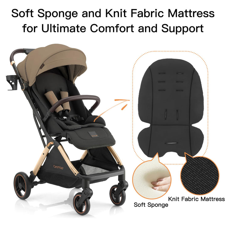 Gromast Gravity Faltbarer Kinderwagen, Tragbarer Reise-Kleinkindbuggy Mit Verstellbarer Rückenlehne