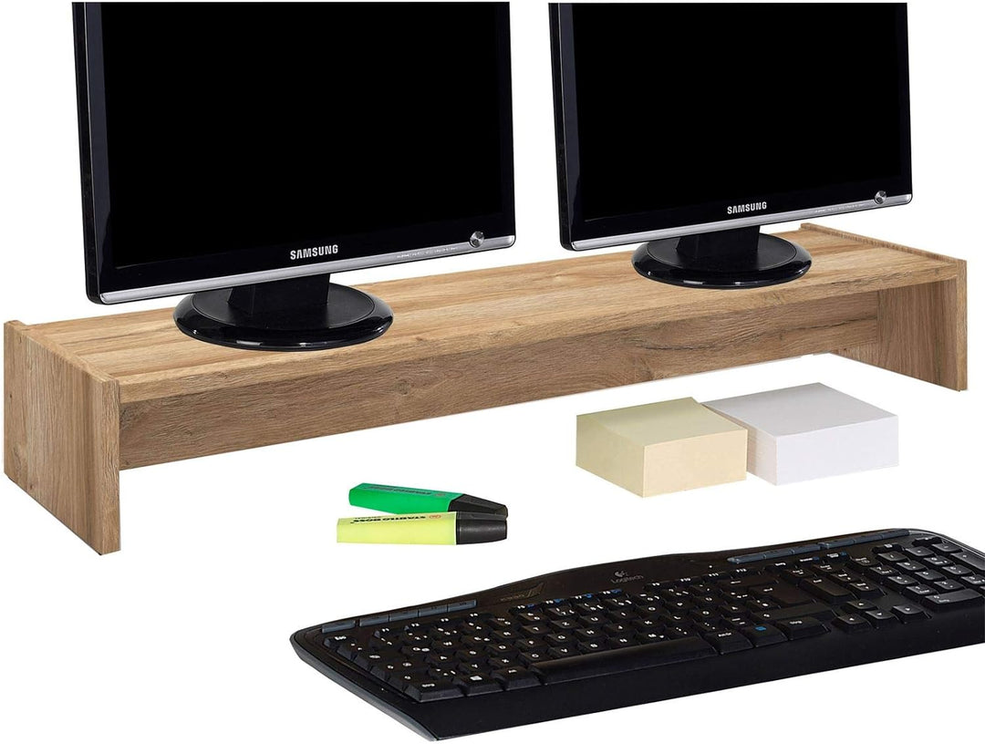 CARO-Möbel Monitorständer Zoom für 2 Monitore Bildschirmerhöhung Schreibtischaufsatz Tischaufsatz 10
