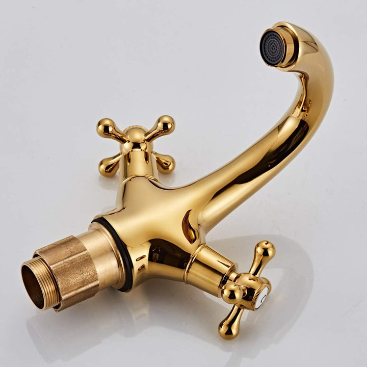 Hefo Wasserhahn bad, goldenes Mischbatterie-Waschbecken, Vintage-Doppelgriff-wasserhahn küche, Wasch