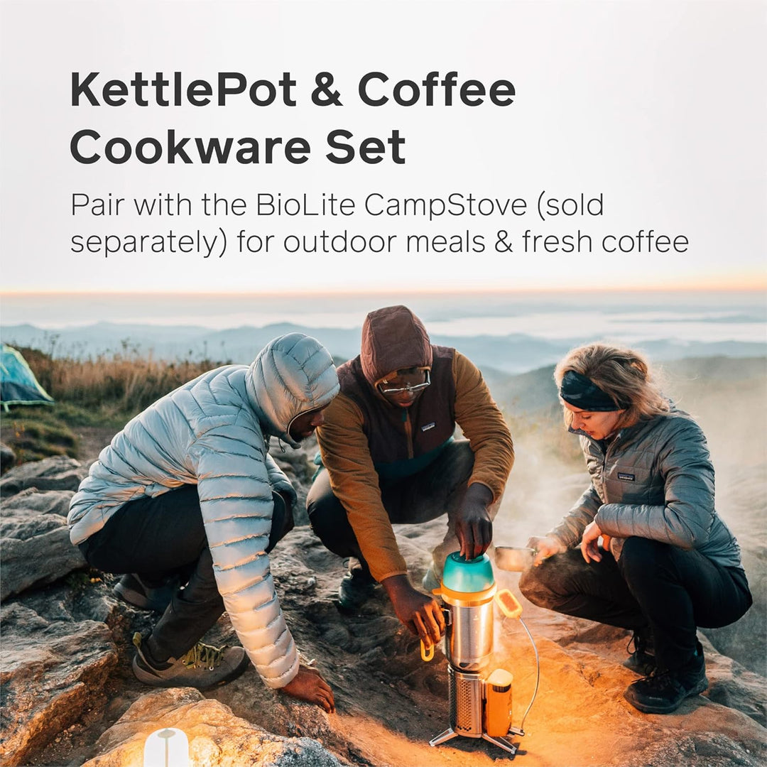 BioLite, CampStove KettlePot & Kaffee Set, Edelstahl Kochgeschirr Zubehör für Camping & Outdoor