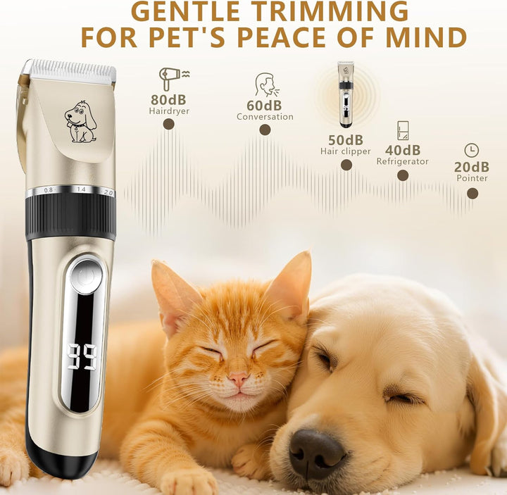 NWOUIIAY IPX7 Schermaschine Hund Leise Tierhaarschneider Waschbar Profi Drahtlose Wiederaufladbare T