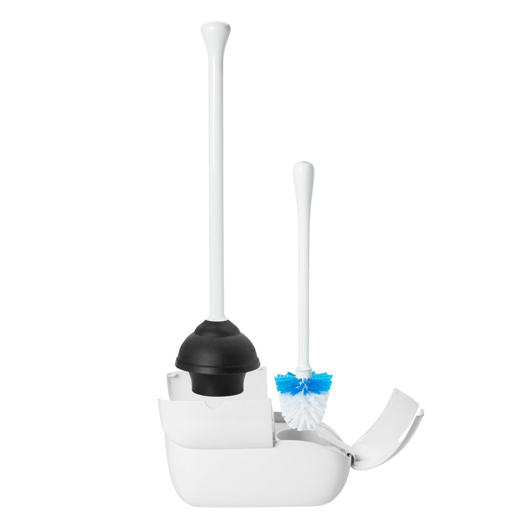 OXO Good Grips Hideaway WC-Bürste und Kolben, Weiss Set, Set