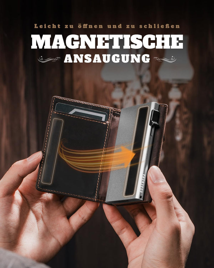 MagSnap Geldbörse Herren I Slim Wallet mit Münzfach I Wallets for Men für 10+ Karten I Magnetischer