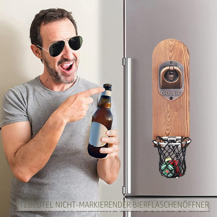 Bieröffner Wand mit Kronkorken Sammler, Magnetischer Flaschenöffner Wand, Wandflaschenöffner mit Auf