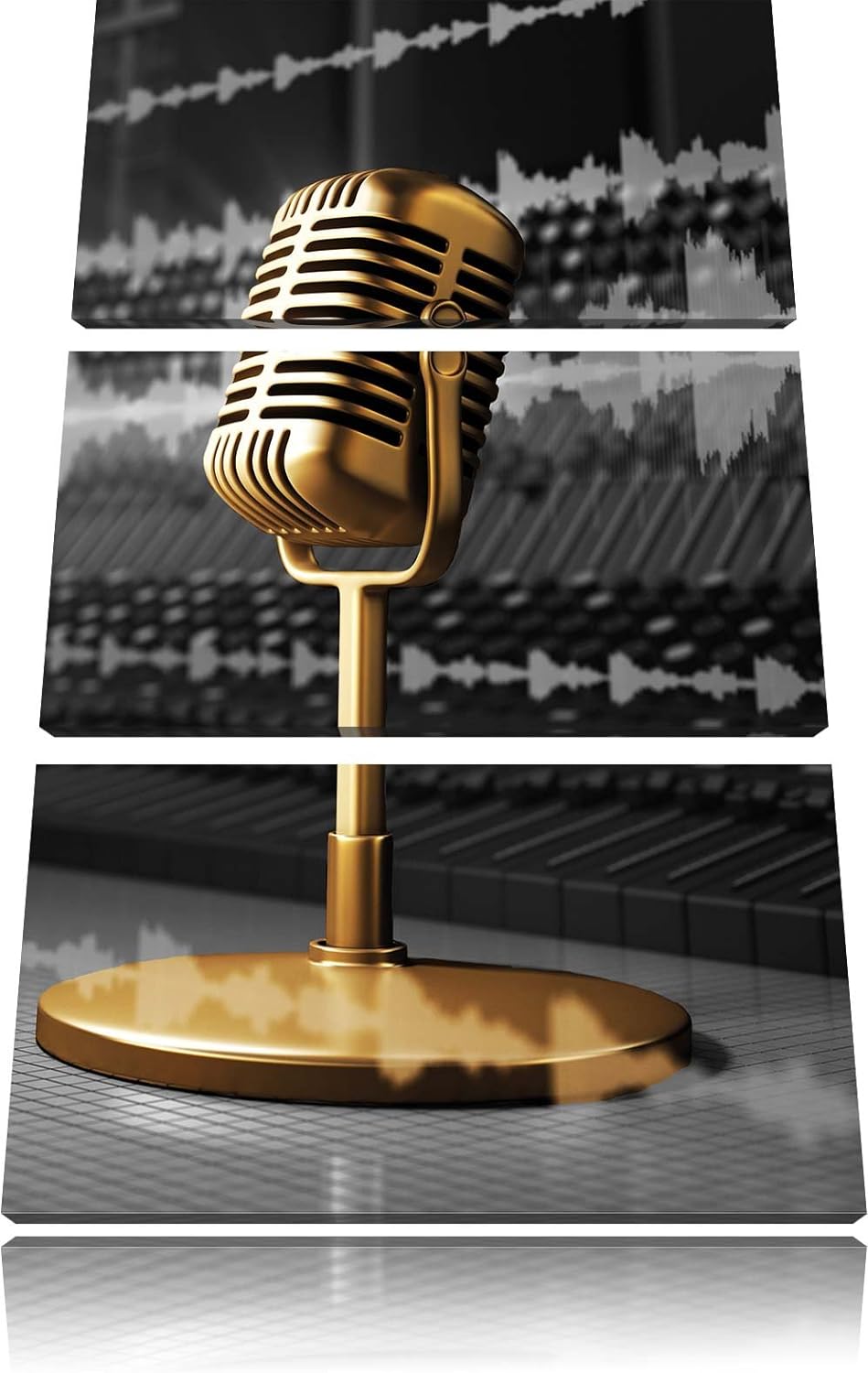 Pixxprint Cooles Musikstudio schwarz/weiss als Leinwandbild | Grösse: 3 Teilig (120x80) | Wandbild|